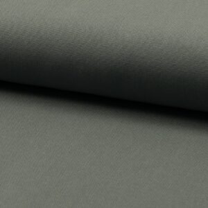 Canvas Uni grau als schwerer Baumwollstoff zum Nähen, zusammengerollt und glatt ausgelegt, ideal für robuste DIY-Nähprojekte