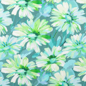 JJersey Stoff Oeko-Tex mit digital gedrucktem Blumenmuster in Nahaufnahme